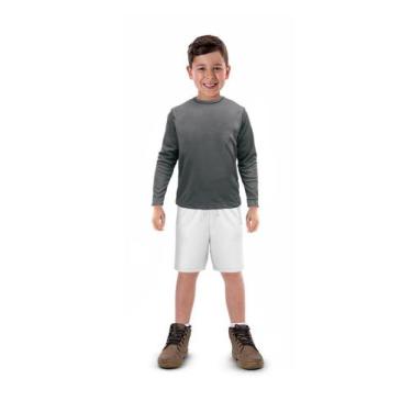 Imagem de Camisa Longa Infantil Moda Praia Uv 50 Térmica Verão Cinza Chumbo - Ev