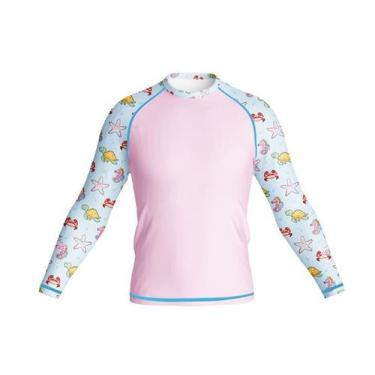 Imagem de Camisa Longa Infantil Moda Praia Estampada Uv 50 Rosa - Everest Sport,
