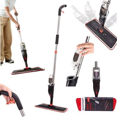 Imagem de Rodo Mop Spray Giratório Vassoura Mágica Esfregão com Reservatório Dispenser Limpa Seca Piso Tira Pelos Poeira Alta Qualidade