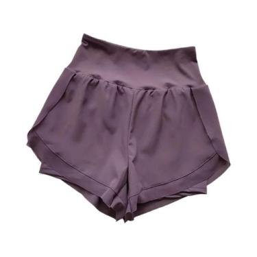 Imagem de Shorts Esportivos Femininos De Cintura Alta Em Tela De Secagem Rápida 