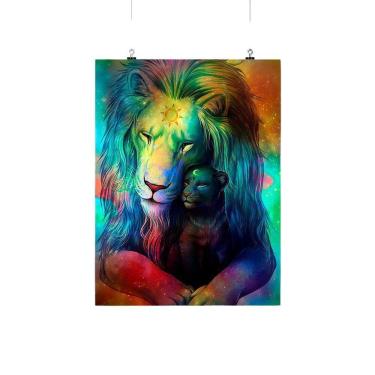Imagem de Placa Decorativa Leão E Leoa Artwork Wallpaper 20X30Cm