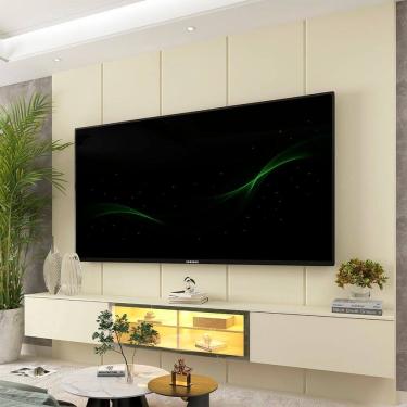 Imagem de Estante para Tv 84 Polegadas com Led 100% Mdf 220cm Realce/luminare Off White