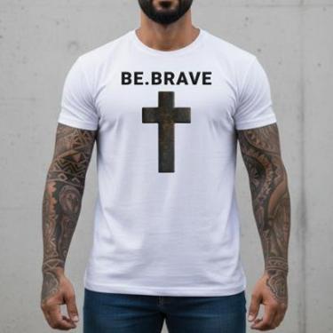 Imagem de Camiseta T-Shirt Masculina Customizada Algodão Premium Camisa Slim Fit Branca Moda Casual Dia Dia-Masculino