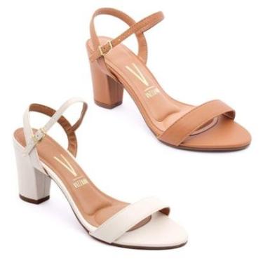 Imagem de Kit 2 Sandália Vizzano Feminina Salto Médio Grosso Original-Feminino