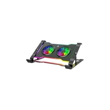 Imagem de Base com Cooler em Aço Carbono para Notebook e Tablets Rise Mode, Até 17", Galaxy Gray X7, RGB - RM-CNC-07-RGB