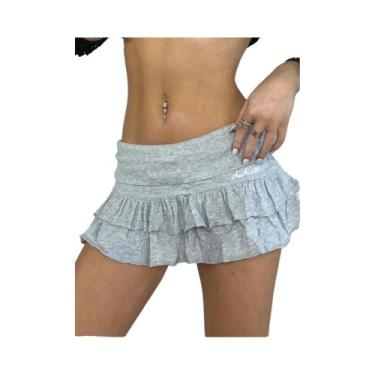 Imagem de Saia Mini Plissada Feminina Slim De Cintura Baixa Estilo Preppy Moda V