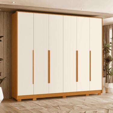 Imagem de Armário De Quarto 6 Portas Organizador Cinamomo Mel Off White
