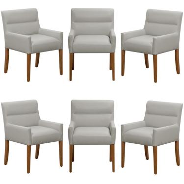 Imagem de Kit 6 Cadeiras Para Mesa De Jantar Angel Base Madeira Corano Fendi - Nexta Casa