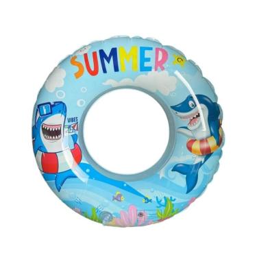 Imagem de Boia Inflável Infantil Redonda Piscina Tubarão 90 Cm
