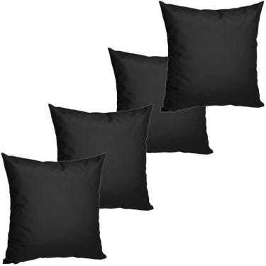Imagem de 4 Almofadas Cheias Para Sofá Decorativas Impermeáveis Grande Preto