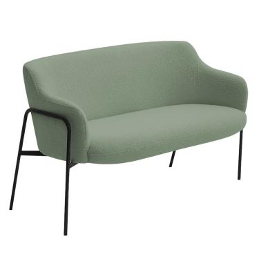 Imagem de Sofá Namoradeira 02 Lugares 130cm Jade Base Preto Bouclé Verde Claro - Nexta Casa