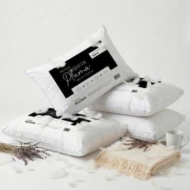 Imagem de Travesseiro 90 x 50 cm Pluma de Ganso Sintética Toque de Nuvem Confort