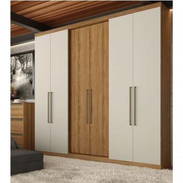 Imagem de Guarda Roupa Casal Presence 6 Portas 2 Gavetas Almendra - Off White THB Móveis