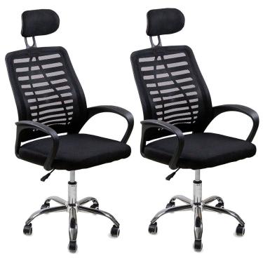 Imagem de Kit 2 Cadeiras Escritório Diretor Tela Mesh Encosto