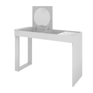 Imagem de Mesa Escrivaninha Penteadeira Play 2 Gavetas com Espelho Design Multifuncional MDF Branco Amadeirado