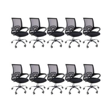 Imagem de Kit 10 Cadeiras Escritório Oficial Begônia Ergonômico Preto
