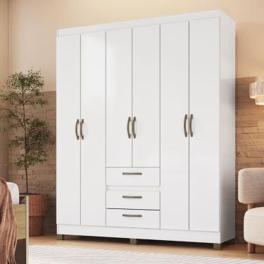 Imagem de Roupeiro Casal com 6 Portas 3 Gavetas Rp3638 Branco