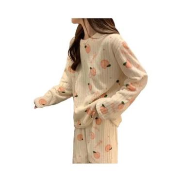 Imagem de Conjunto De Pijamas De Inverno Para Mulheres Em Fleece Coral Quente, C