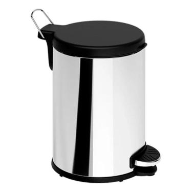 Imagem de Lixeira Banheiro 6l Preta Inox 31x21x21cm Pedal