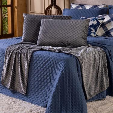 Imagem de Kit De Peseira Para Cama Majestic Com Fronhas 03 Peças - Tecido Mantinha Flannel Em Toque De Seda Brilhante Cor Cinza