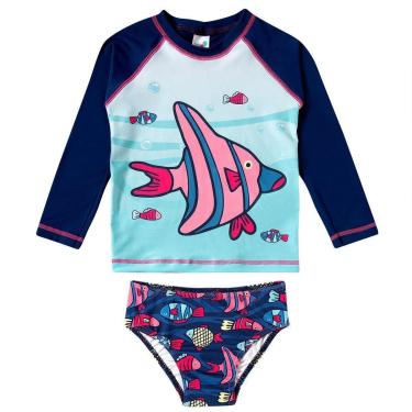Imagem de Conjunto Praia Infantil Proteção UV Peixes Marinho Tip Top-Feminino