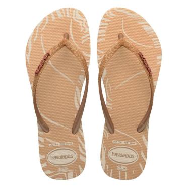 Imagem de Chinelo Havaianas Feminino Slim Glitter Edge - Bege Palha-Feminino