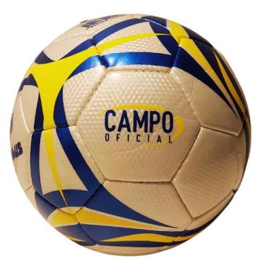 Imagem de Bola De Futebol De Campo Oficial Mathaus Costurada À Mão, Amarelo, Azu