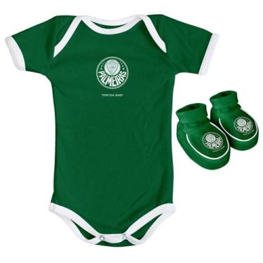 Imagem de Body Bebe Palmeiras + Pantufa Recém Nascido Conjunto Oficial - Torcida