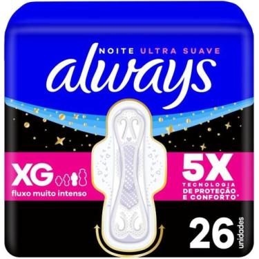 Imagem de ABSORVENTE ALWAYS NOTURNO XG 31cm SUAVE C/ ABAS LV26 PG22UN