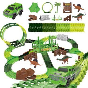 Imagem de Pista de Carrinhos Dinossauro com 2 Carrinhos com Luz 277 Peças Brinquedo Infantil