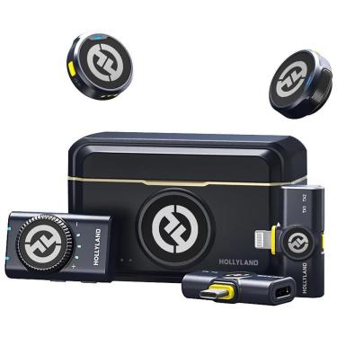 Imagem de Microfone Lavalier Hollyland Lark M2 Duo Wireless USB-C e Lightning Grafite