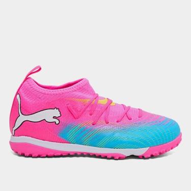Imagem de Chuteira Infantil Society Puma Future 9 Match, Rosa, 32