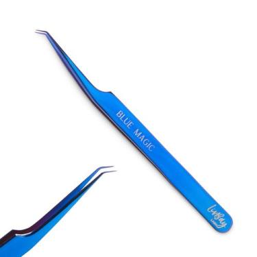 Imagem de Pinça para Extensão de Cílios LIVBAY Blue Magic Ponta Curvada