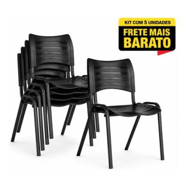 Imagem de Kit 10 Cadeiras Universitárias Pretas Polipropileno Aço Reforçado MDF 