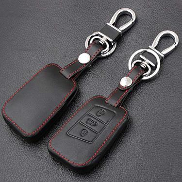Imagem de YJADHU Bolsa de couro masculino feminino para carro Smart Key Cove com 3 botões, adequado para VW Magotan Passat B8 CC Skoda Superb A7 Kodiaq