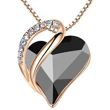 Imagem de Leafael Colar com pingente de coração de amor banhado a ouro rosa 18K com pedra de cura cristal joias presentes para mulheres, 45,72 cm + 5,08 cm, Metal, não conhecido