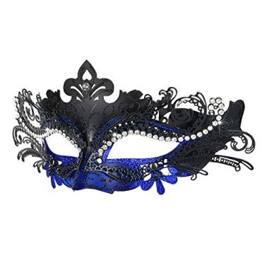 Imagem de Hoshin Máscara de máscara, máscara veneziana Mardi Gras Deecorations para mulheres, Azul e preto, tamanho �nico