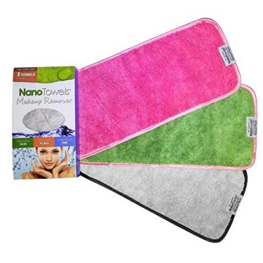 Imagem de Removedor de maquiagem Nano Toalha de pano de limpeza facial multicolorido, pacote com 3. Remova cosméticos rápido e livre de produtos químicos. Limpa sujeira facial e óleo como uma borracha. Ótimo para pele sensível, acne (cinza, rosa, verde)