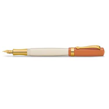 Imagem de Kaweco Caneta tinteiro STUDENT 70's Soul - Caneta nostálgica premium em laranja e creme com detalhes dourados - Ponta F (fina)