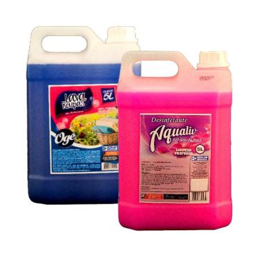 Imagem de Kit Lava Roupas OGÊ e Desinfetante Aqualiv Pétala de Rosa 5L