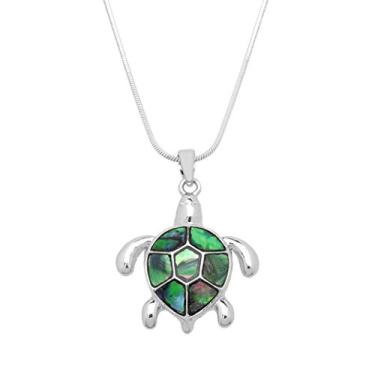Imagem de Colar com pingente de tartaruga Falari, strass, cristal, r dio, altamente polido Verde