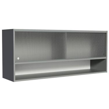 Imagem de Armário Aéreo 2 Portas Vidro Pontilhado E 1 Nicho Cinza