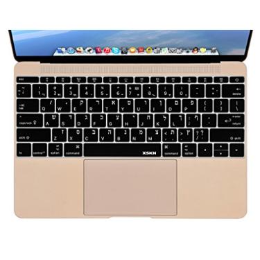 Imagem de Capa de teclado de silicone hebraico XSKN para MacBook 12" com tela de retina versão 2015 layout dos EUA, Preto