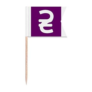 Imagem de Símbolo de moeda Ucrânia Hryvnia UAH bandeiras de palito de dente marcando para festa bolo comida prato de queijo