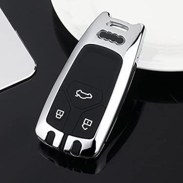 Imagem de YJADHU Chaveiro de couro masculino feminino chaveiro capa de chave de carro, apto para Audi A4 Allroad B9 Q5 Q7 TT TTS 4M 8S 2016 2017 2018,2
