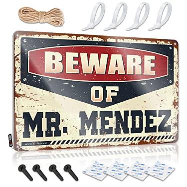 Imagem de CakJuice Placa de lata de garagem, cuidado com o Sr. Mendez, placa de lata engraçada, placas de cozinha engraçadas (tamanho: 30 x 40 cm)