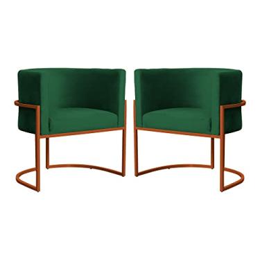 Imagem de Kit 02 Poltrona Luana Base Bronze Para Sala Veludo Cores - DS Estofados