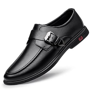 Imagem de Sapatos Vestido Oxford Para Homem Slip On Monk Strap Avental Redonda Dedo Do Pé De Couro Salto Bloco Sola De Borracha Antiderrapante Casual (Color : Black, Size : 39 EU)