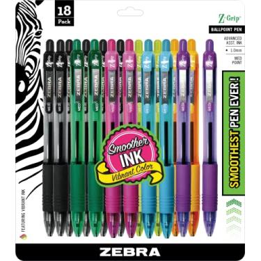 Imagem de Zebra Pen Caneta esferográfica retrátil Z-Grip, ponta média, 1,0 mm, cores sortidas da moda - 18 peças (22208)
