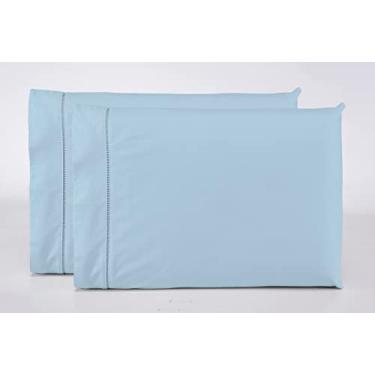 Imagem de Kit 2 Fronhas Avulsas Percal 400 Fios Ponto Palito 100% Algodão (Blue)